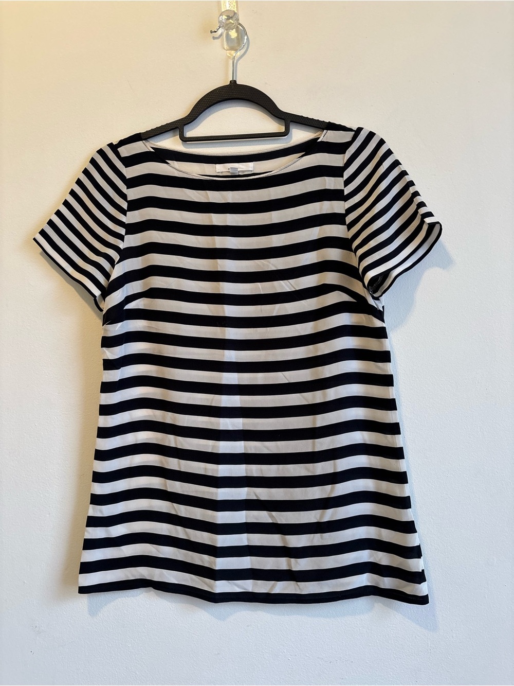 Women's Black and White Striped Short Sleeve Tee